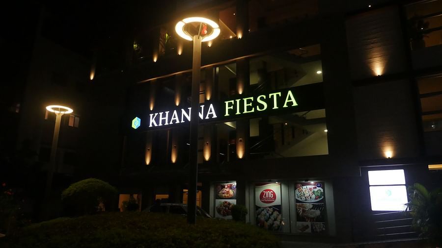 facade view of Khanna Fiesta, Vellore at dark 