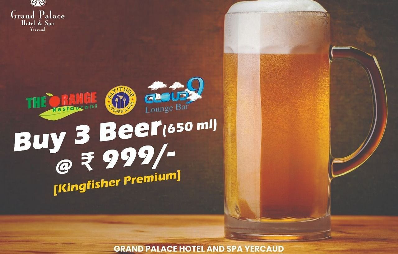 Creative for Offer on drinks at Grand Palace, Yercaud