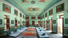 spectacularly decorated meeting hall at The Piramal Haveli - 20th Century, Shekhavati