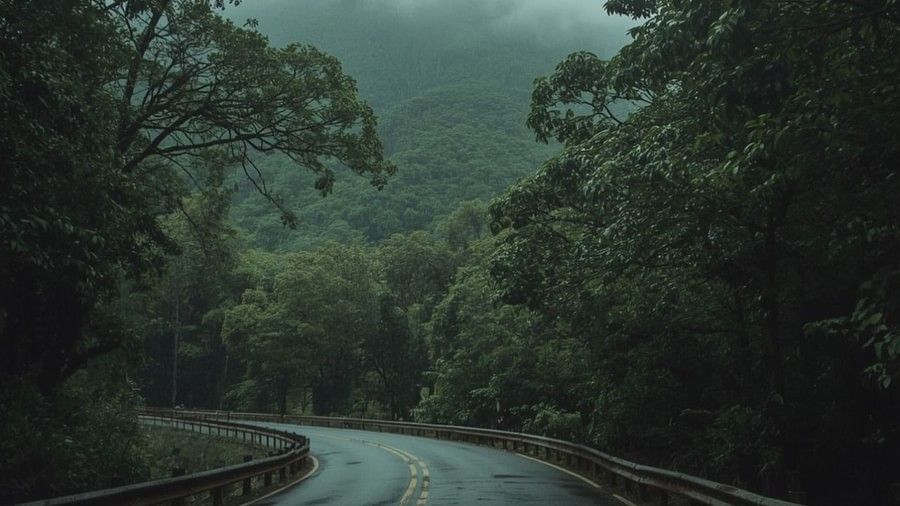 Scenic monsoon drive from Mumbai through lush Western Ghats to a nature resort.