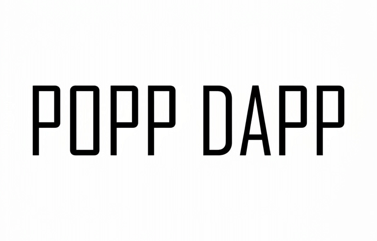 Logo of the global media company and magazine POPP DAPP, featuring dark letters with high contrast against a light background.