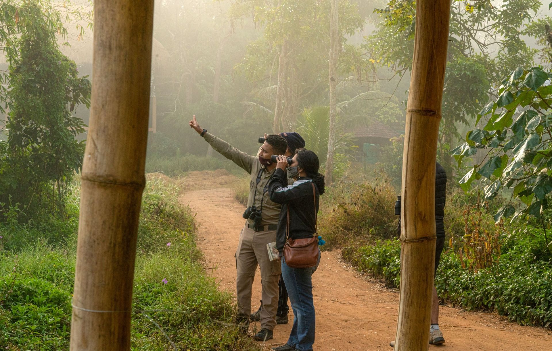Guests enjoying a tranquil morning amidst Coorg beauty.