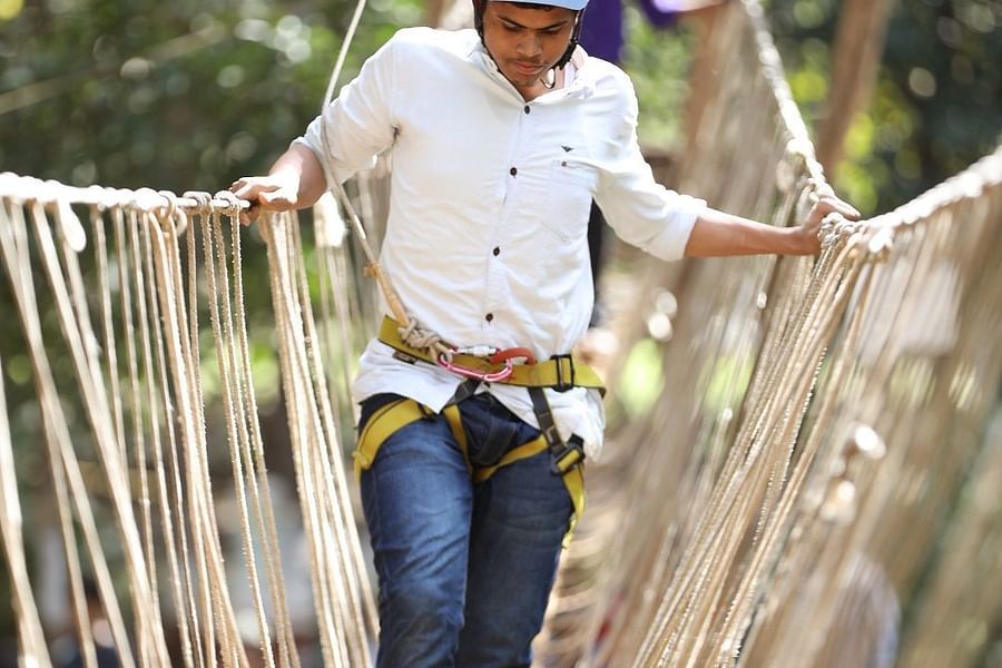 Burma Bridge - Sajan -Burma Bridge at Nature Trails Sajan, a challenging outdoor activity for adventure seekers.