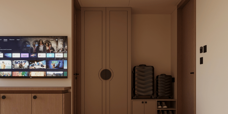 Deluxe bedroom at Ananta Elite Somnath with cosy interiors, modern design and a calm atmosphere