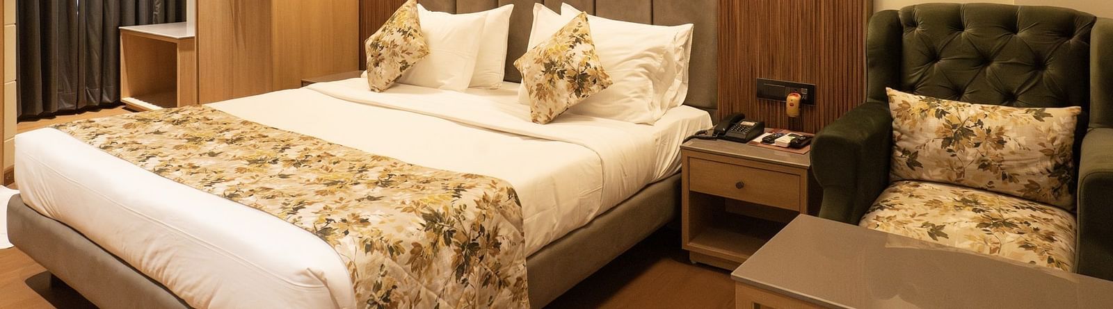 A double bed inside executive room - The Cindrella Hotel, Siliguri