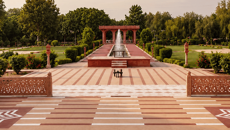 Outdoor Fountains and Garden-Baradari Night View Decor-Palace Facade-Umaid Palace-Dausa