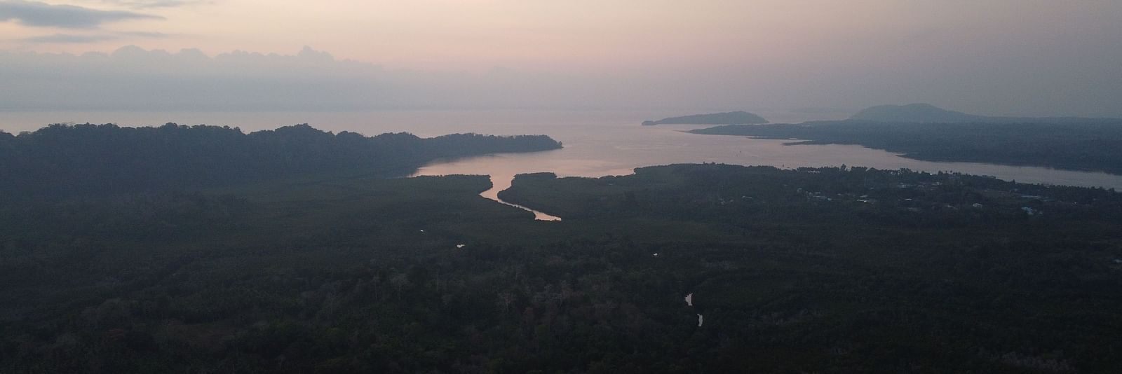 An aerial view of a water body | Matsya Island Retreat