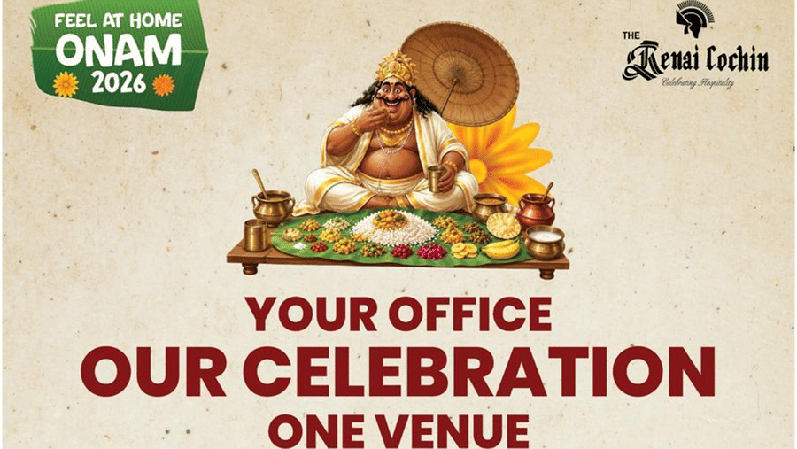 A creative for Onam with the offer details including the price, validity and contact numbers at Renai Cochin.