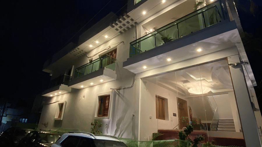 Facade of La Paradise Luxury, Pondicherry at night
