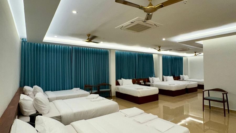 Image of Superior Family Deluxe Room with seven beds and fans on the ceiling  at Le Royale Palace.