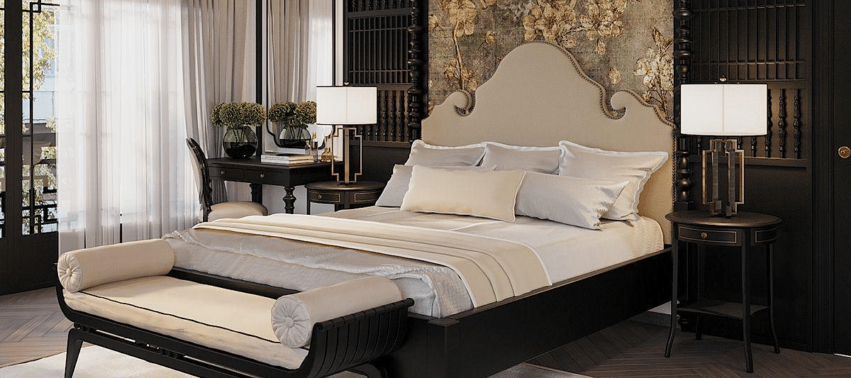 A spacious room with a diagonal view of the large bed, and a large window to the side at The Evren, Vagator.