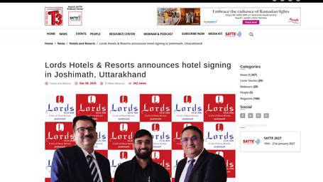 A PR post by informa stating Lords Hotels & Resorts announces hotel signing in Joshimath, Uttarakhand