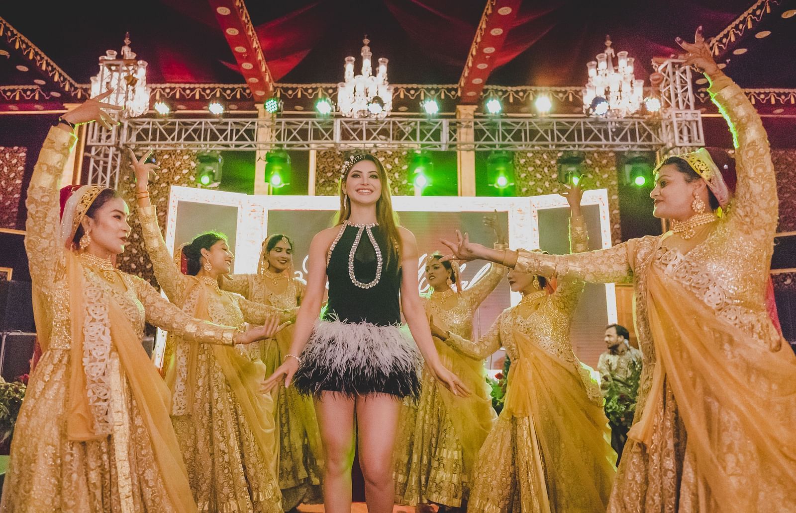 Urvashi Rautela with other performers on the stage - Rajasthali Resort & Spa, Jaipur.