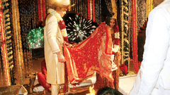 bride and groom walking around the sacred fire at The Piramal Haveli - 20th Century, Shekhavati