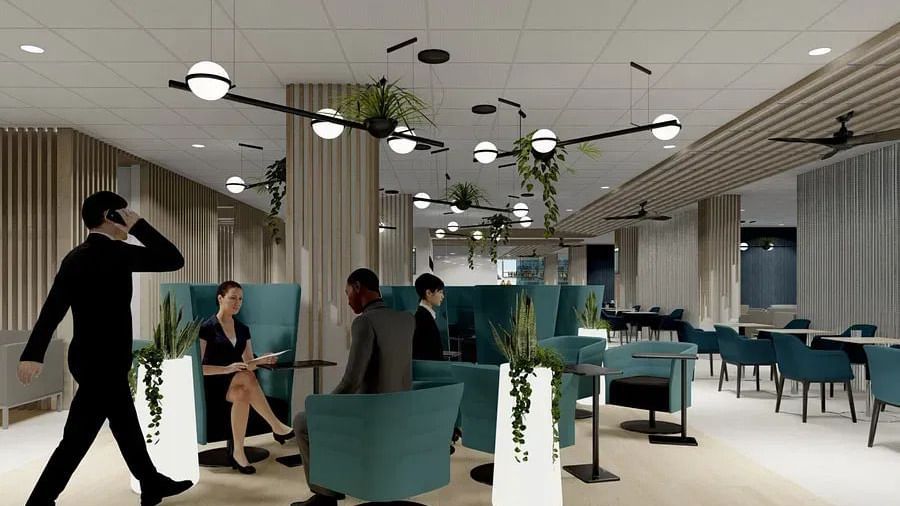 Stylish restaurant with neatly arranged tables and ambient lighting for guests.
