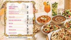Promotional poster for Pride Hotel Nagpur's kitty party package with a floral design, food spread illustrations, numbered package details, and a starting price of INR 1499 per person.