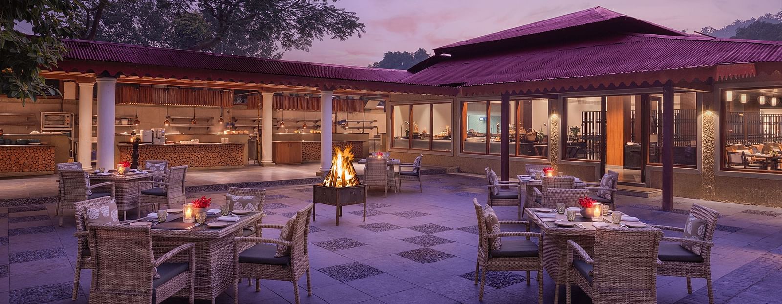 An image of an outdoor dining area beside a lake - The Riverview Retreat,  Corbett