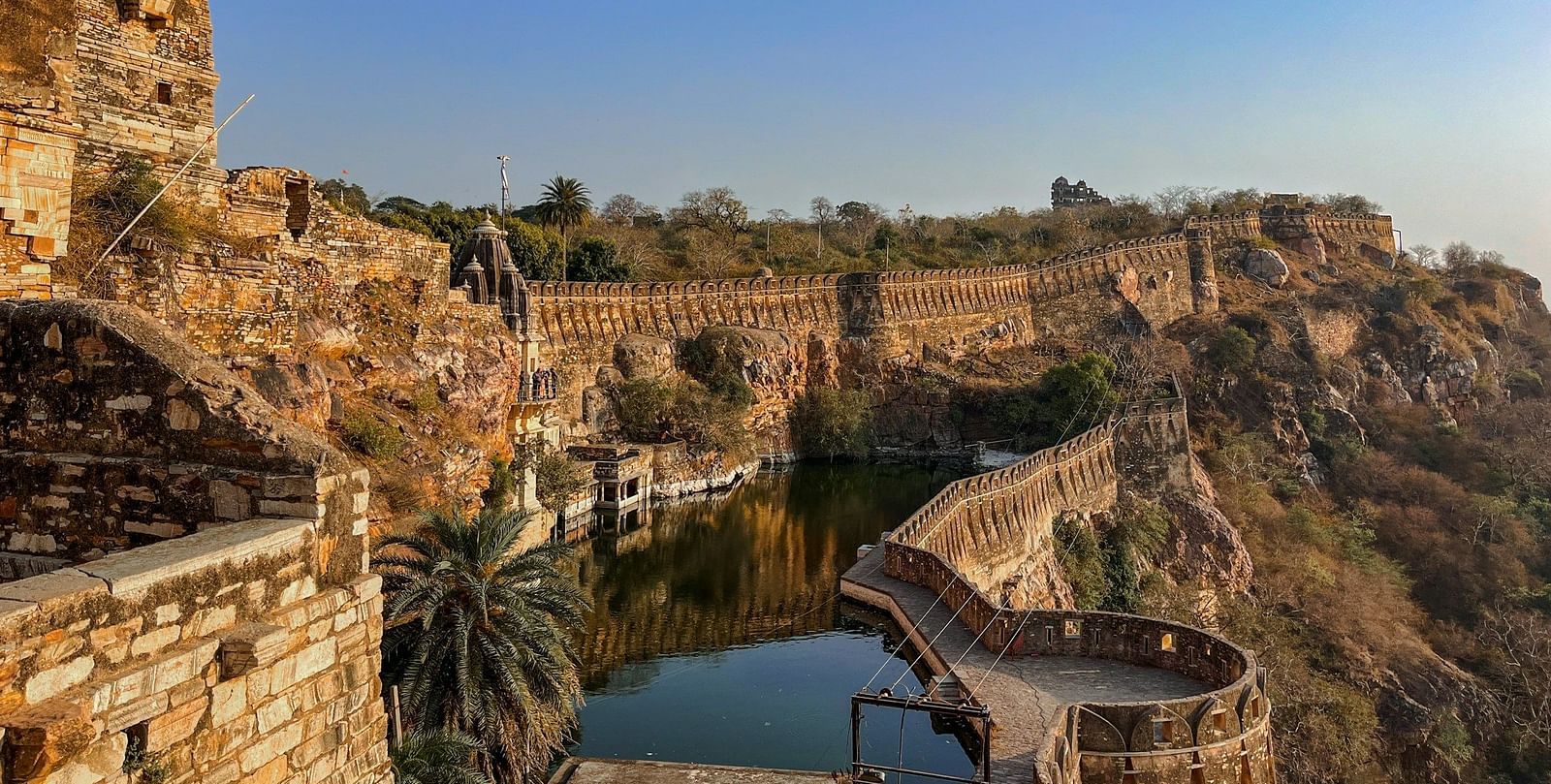 a fort with a water body flowing through it
