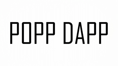 Logo of the global media company and magazine POPP DAPP, featuring dark letters with high contrast against a light background.