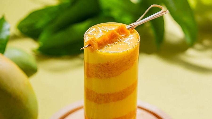 Close up of a layered mango dessert served fresh in a glass at The Dukes Retreat