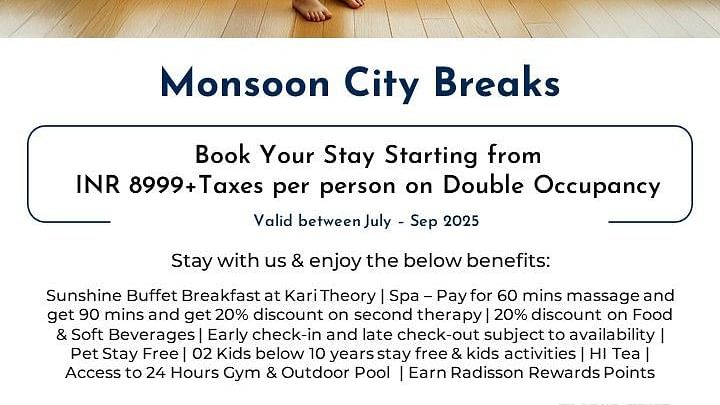 Creative artistic photography of a young child standing by rain-streaked windows holding a colorful rainbow decoration, capturing the joy and wonder of monsoon season during a family stay, promoting the Monsoon City Breaks package.