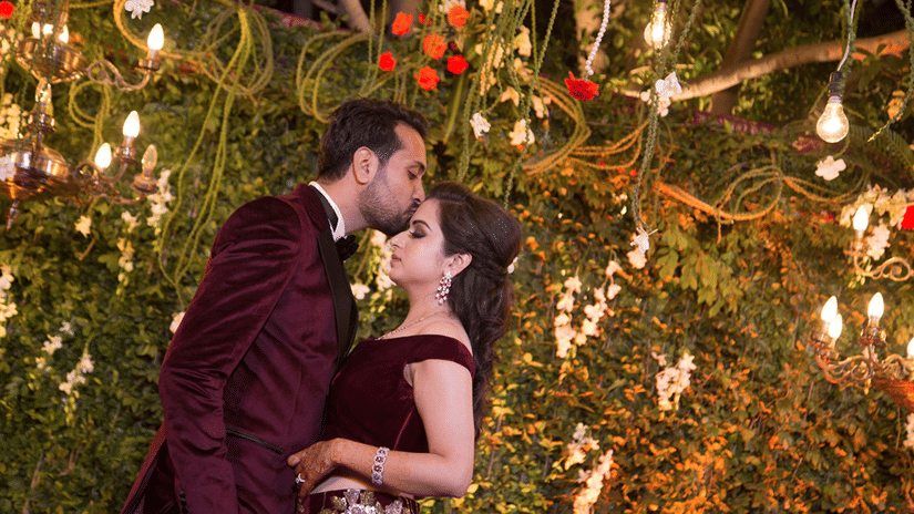 An overview of a couple posing for a picture during their pre-wedding shoot at Heritage Village Resorts & Spa, Manesar, one of the best Wedding Resorts Near Delhi. 