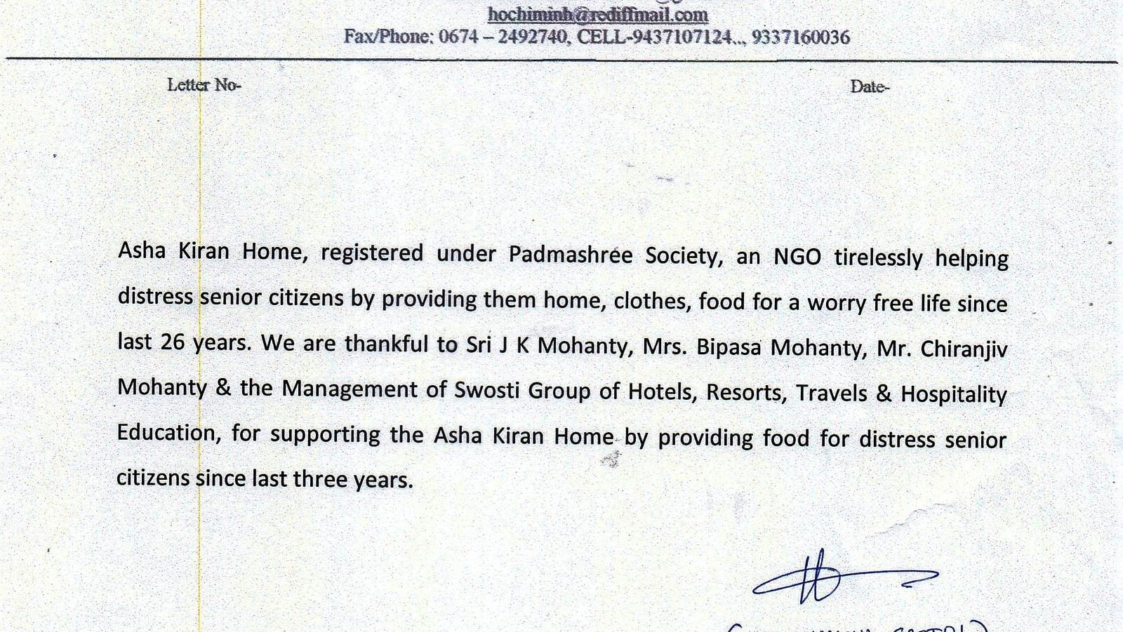 Old Age Home Visits Certificate