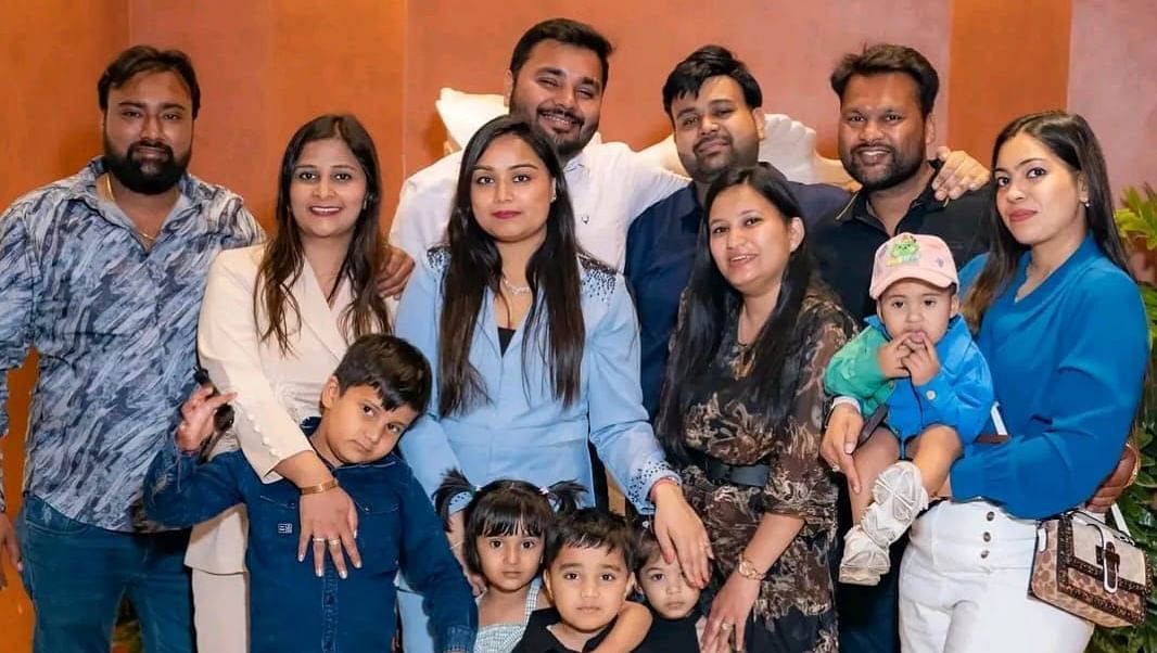 Guests posing for a photo at Themis Barbecue House, Ambala
