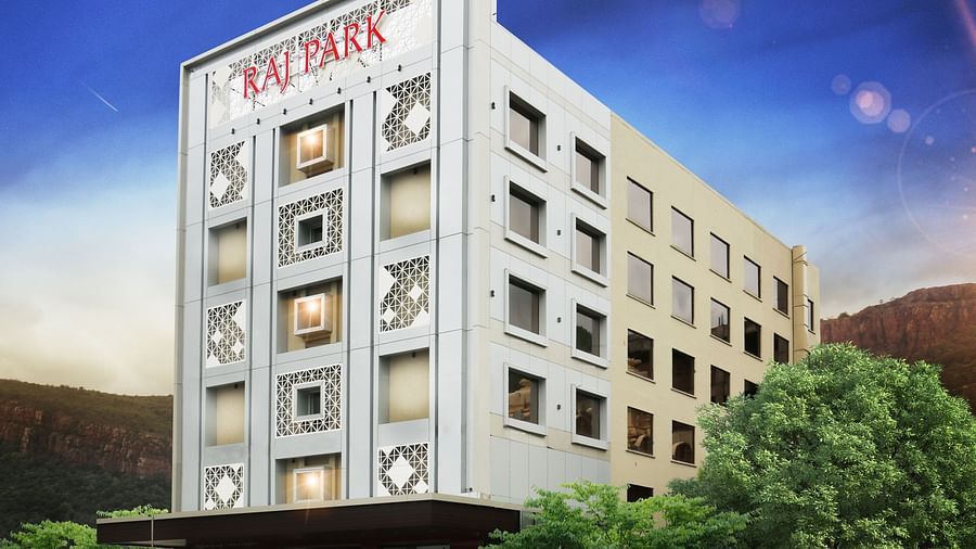 A design of the exterior facade of Hotel Raj Park - our Luxury Hotel in Tirupati