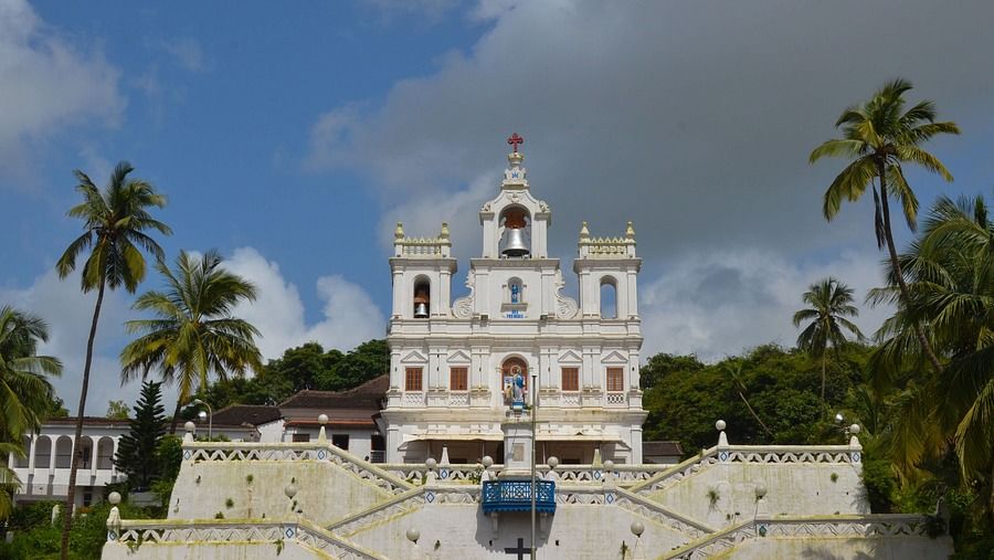 the facade of Basilica of Bom Jesus, one of the most popular historical places in Goa