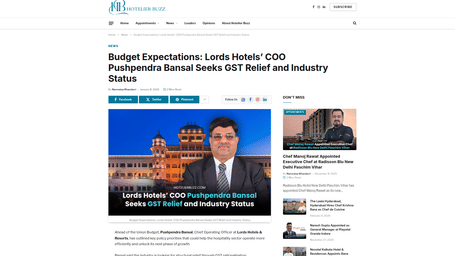 An article by Hotelier Buzz showcasing budget expectations