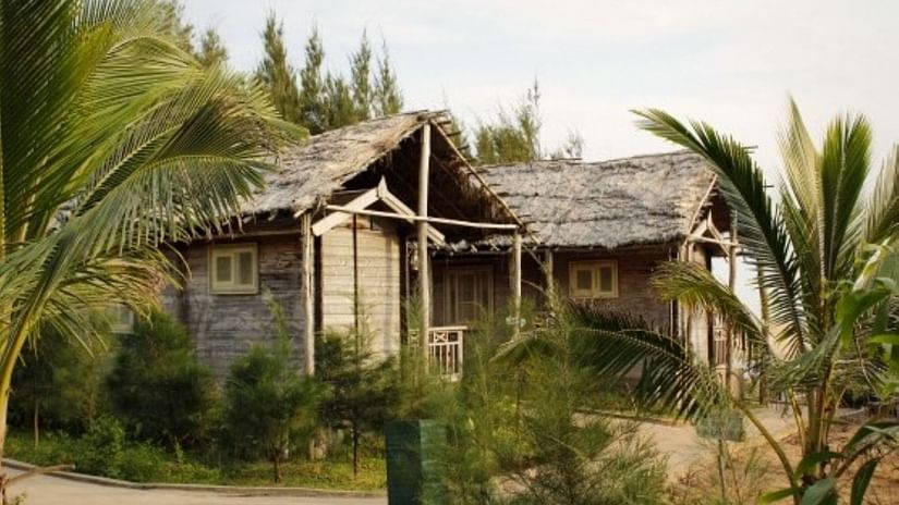 Side view of facade of Louts Eco beach Resort Konark.