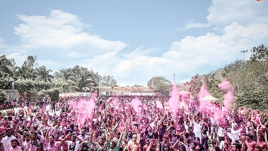 holi party celebration with many people