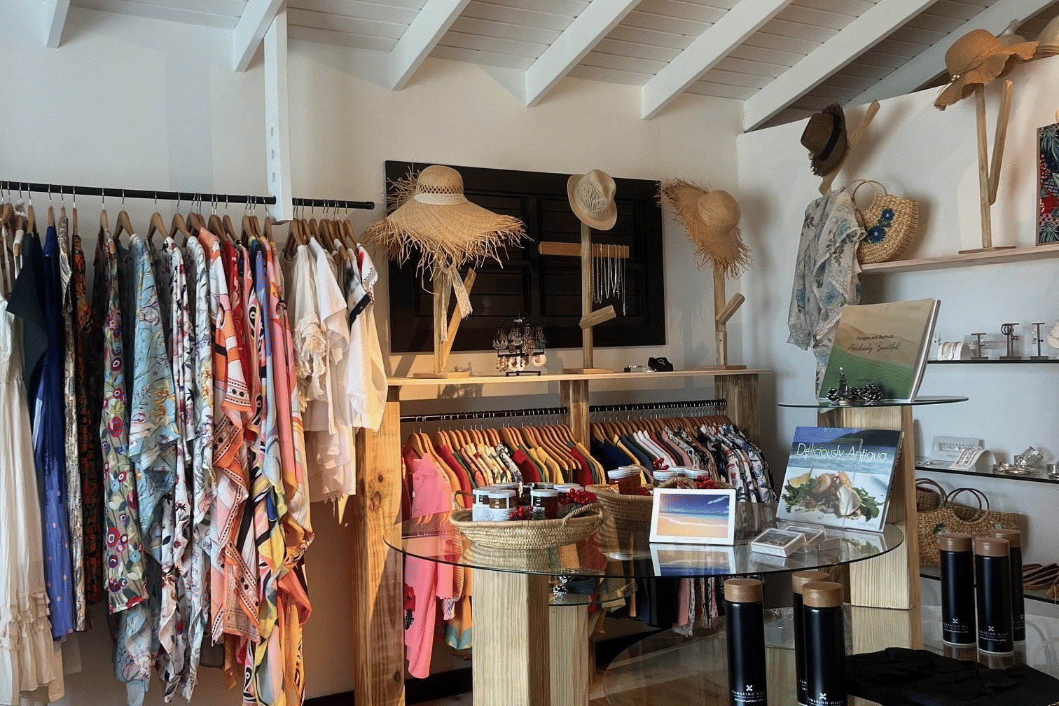 Boutique gift shop at Tamarind Hills Resort offering curated Caribbean treasures.