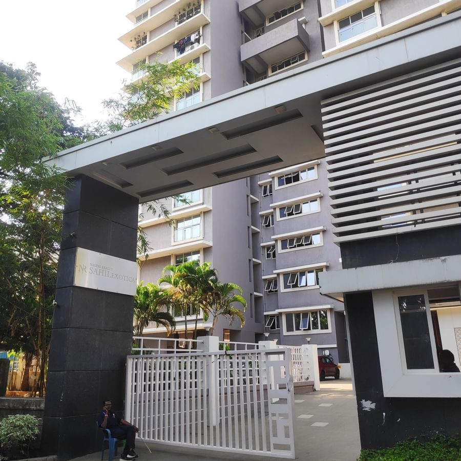 A left-tilted image of the facade of Maxxvalue Apartment, Chandivali in Andheri East, Mumbai