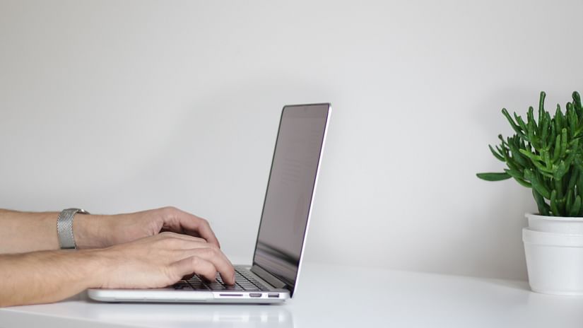 person working on a laptop
