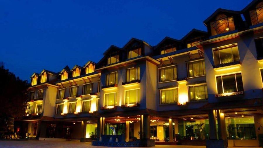 Front view of a building at night - Mastiff Grand, Manali