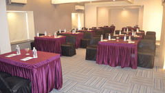 seating arrangements inside the Sapphire banquet hall - VITS Sharanam Thane