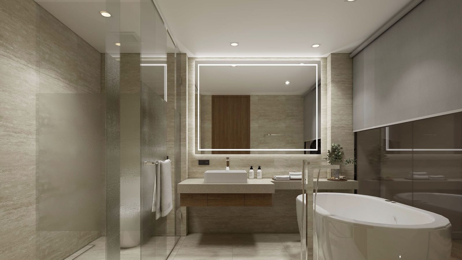 Bathroom with bathtub, shower area, and vanity at Ramada Resort by Wyndham Khao Lak.