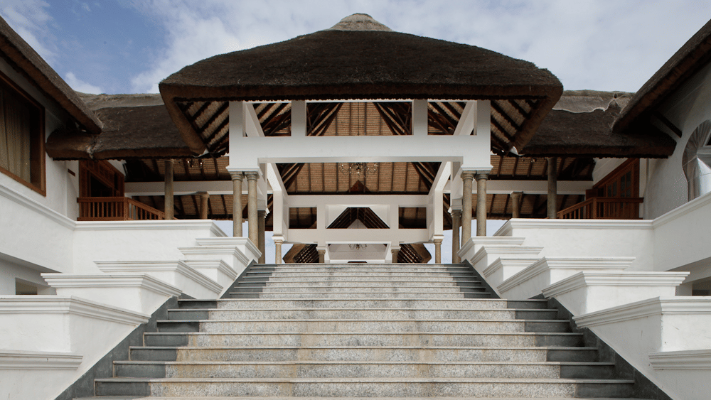 Stone staircase to the main entrance