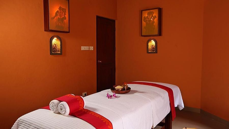 Spa area with seating arranged neatly and ready for guests