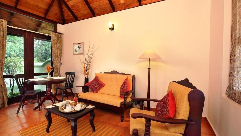Living area with furniture and a table arranged for family relaxation