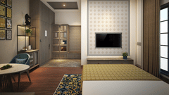 A stylish hotel room with a minimalist design, a large bed, comfortable furnishings, and soft lighting to create a relaxing space - Sarovar Premiere Amritsar