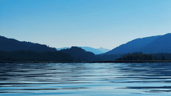 azure blue lake water surrounded by beautiful mountains