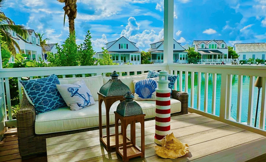 A picturesque view from a deck at Elbow Room Villa 7 in Abaco inn with a seating area
