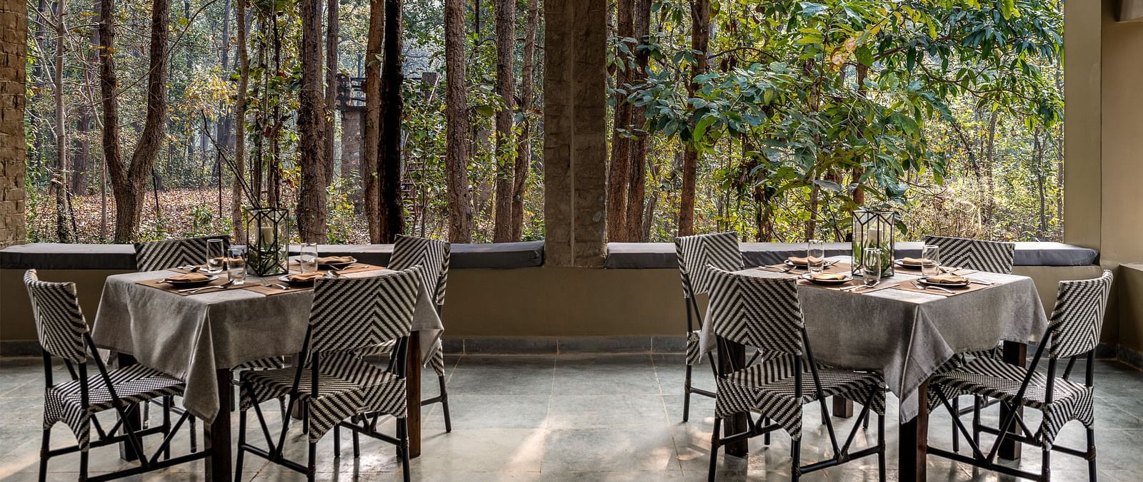 In-house Dining setup at Saccharum Safari Lodge, Balaghat