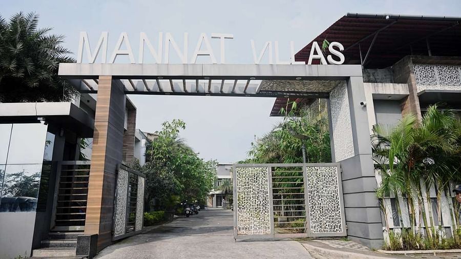Entrance of Doves Mannat Villa with a sign above the gate reading Mannat Villas.