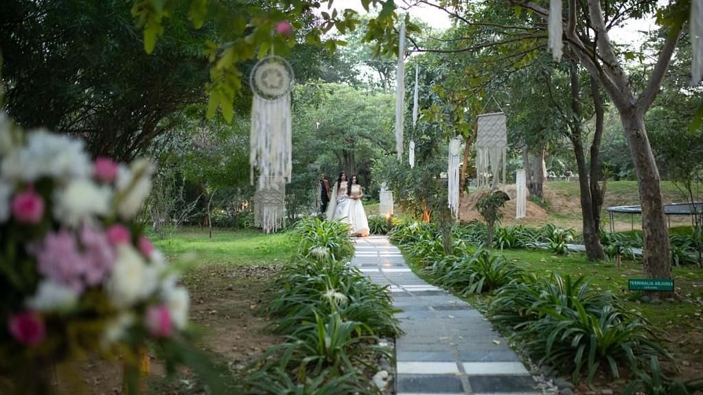 bridal march during a wedding at Karma Lakelands
