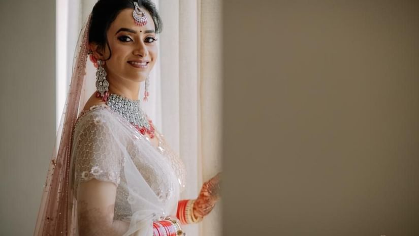 a bride posing