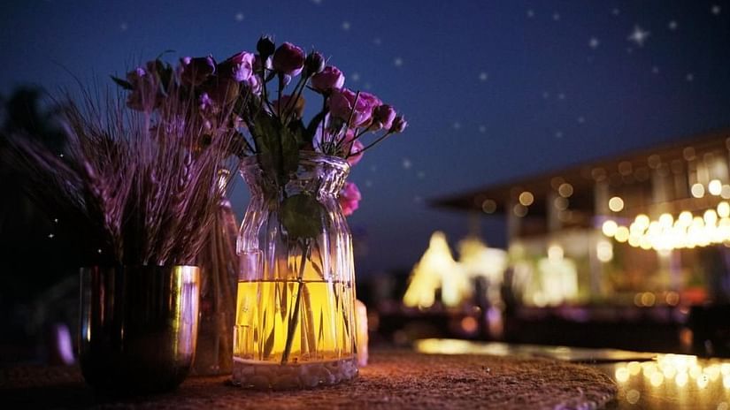 flowers in a vase for a wedding function at Symphony Samudra Beachside Jungle Resort And Spa, Port Blair